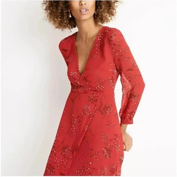 Madewell Hazelwood Wrap-Front Mini Dress in Windswept Floral Size 2 - Picture 1 of 5